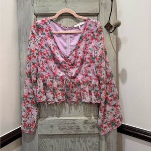 Harper Wren Ditzy Paint Floral Blouse with rouching size Medium NWT